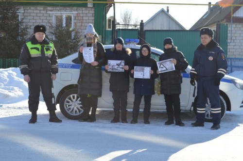 В поселке Новоорск в рамках профилактического мероприятия «Безопасность на зимней дороге!» сотрудники ГИБДД и волонтеры провели акцию